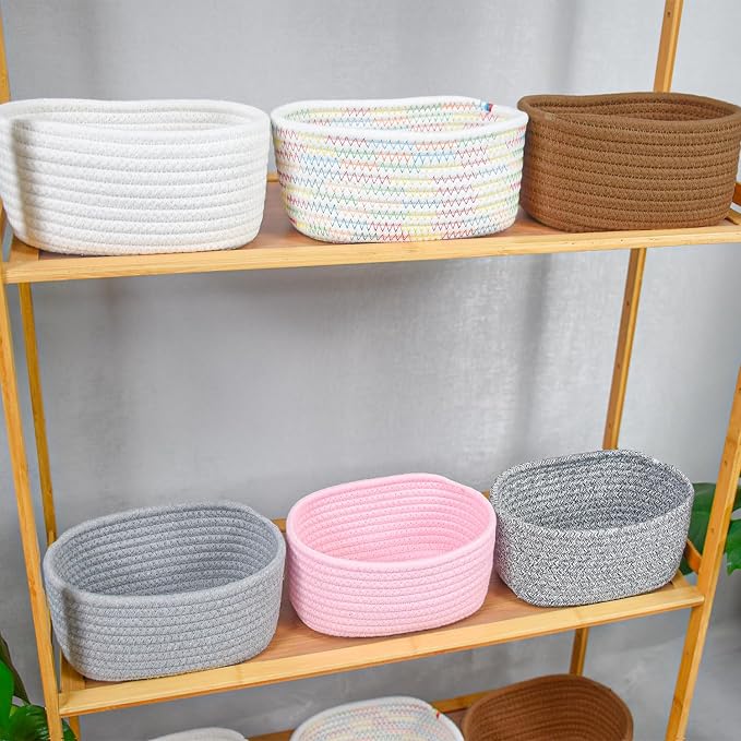 【2 Pack】ABenkle Small Woven Baskets, Tiny Oval Shallow Storage Baskets - Image 6