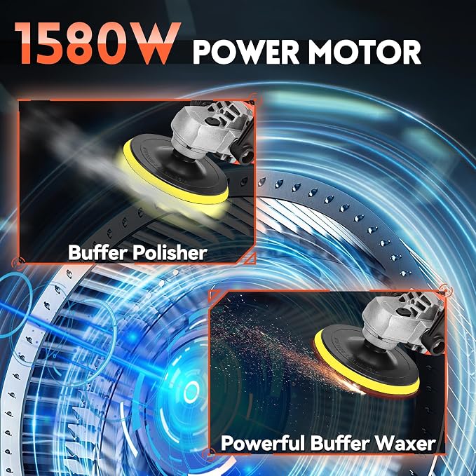 Buffer Polisher, Powerful Buffer Waxer, 7 Variable Speed 1000-3500 RPM - Image 2