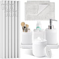 White Bathroom Sets with Shower Curtain and Rugs, 8-Piece Resin Bathroom by BetterbathroomwithXLHOME