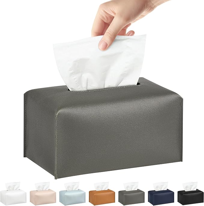 Long Tissue Box Cover, PU Leather Tissue Holder Rectangle, Facial Paper by DecorateYourHome