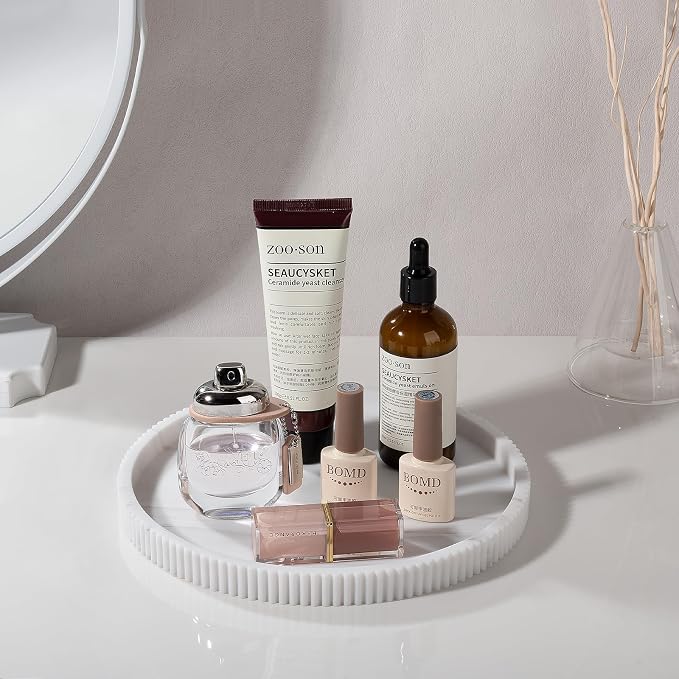Silicone Bathroom Tray Round Kitchen Counter Organizer Decorative Vanity - Image 7