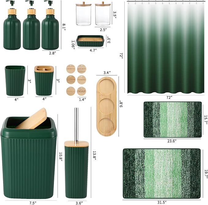 32PCS Dark Green Bathroom Accessories Set - Image 8