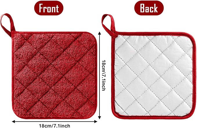 GROBRO7 6Pcs Cotton Quilted Terry Oven Set Pot Holders Heat Resistant - Image 2