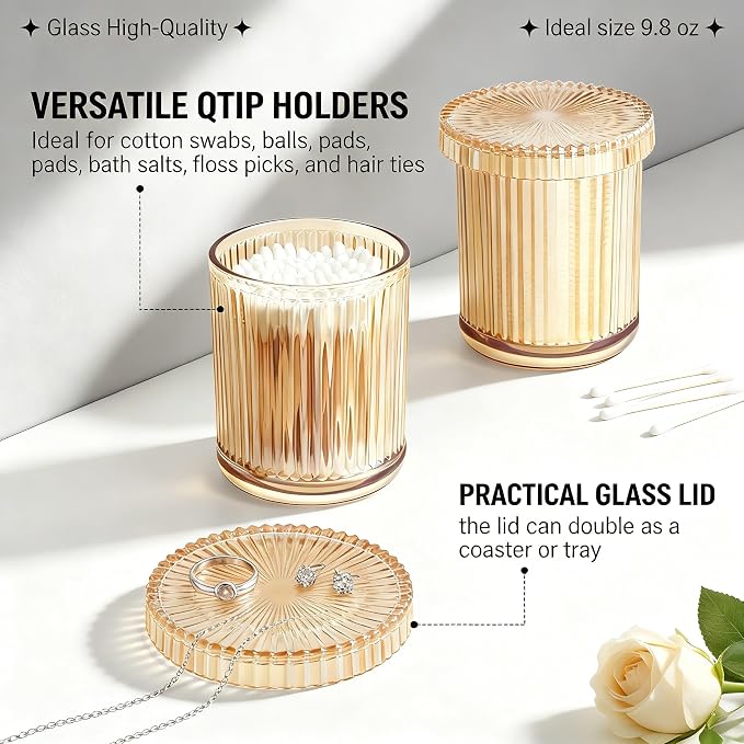 2 Pack Glass Qtip Holder Dispenser Set - Image 5