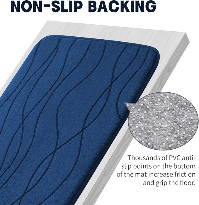 YIHOUSE Memory Foam Blue Bathroom Rug Sets 3 Piece, Ultra Absorbent Bath Mat - Image 7