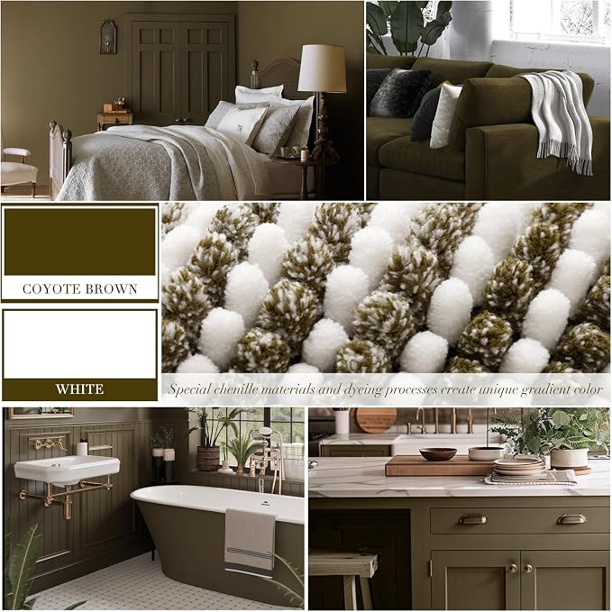 Bathroom Rugs and Mats Sets, 2 Piece Thick Absorbent Chenille Bath Mat Rug Set - Image 3