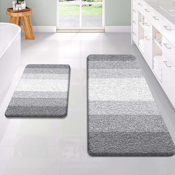 OLANLY Bathroom Rug Set 2 Piece, Soft Absorbent Microfiber Bath Rug Set by OLANLY