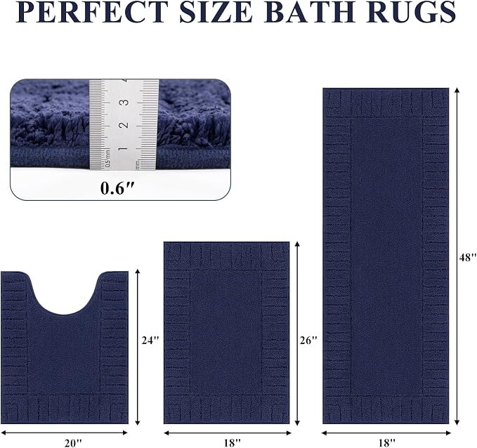 Pauwer Bathroom Rugs Sets 3 Piece Bathroom Shower Rugs - Image 2