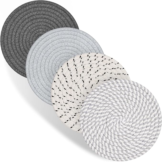Trivets for Hot Dishes, 4 Pot Holders for Kitchen, Heat Resistant Mats for by Dakartoon