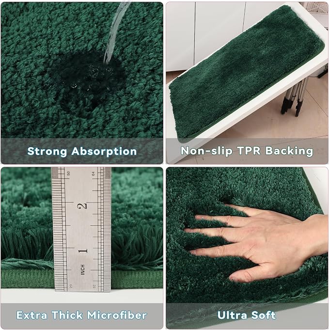 Dark Green Bathroom Sets with Shower Curtain and Rugs, Bathroom Sets Shower - Image 5