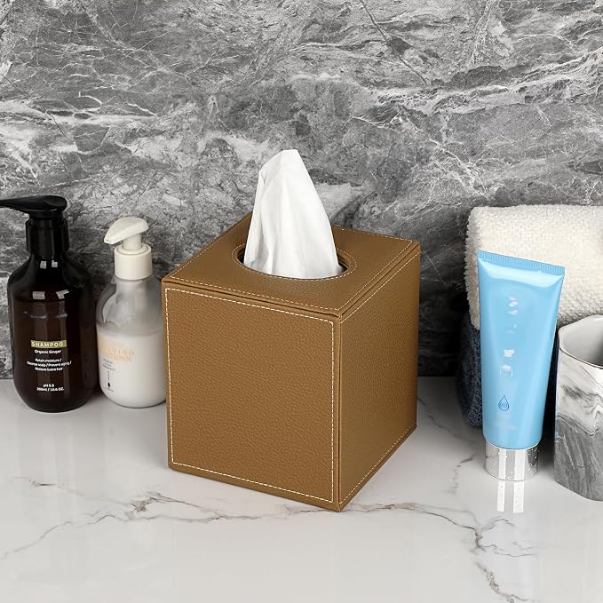 Sumnacon Square Leather Tissue Box Cover - Image 3