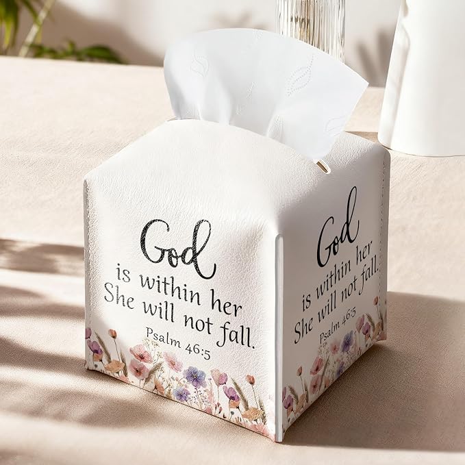 Christian Bible Verses Tissue Box Cover Square, Inspirational Quotes Waterproof - Image 9