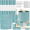 IMAVO Blue Bathroom Set, Trash Can, Soap Dispenser, Soap Dish, Toothbrush Holder by IMAVO