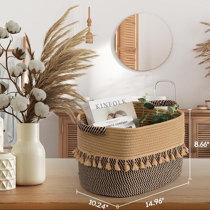 TeoKJ Set of 3 Baskets for Organizing, Decorative Rope Baskets for Storage - Image 2