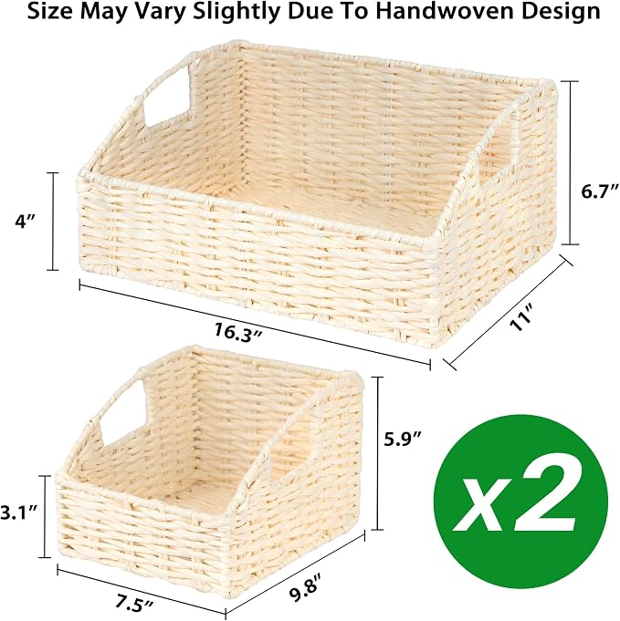 Ollieroo Rattan Storage Baskets, Handwoven Wicker Storage Bins - Image 7
