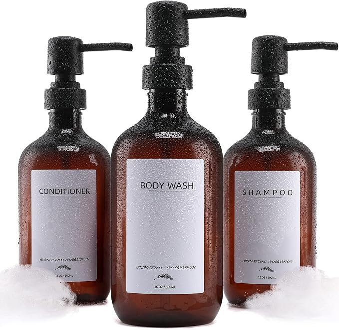 Shampoo and Conditioner Dispenser, 16.9oz Refillable Shampoo and Conditioner by Supforce