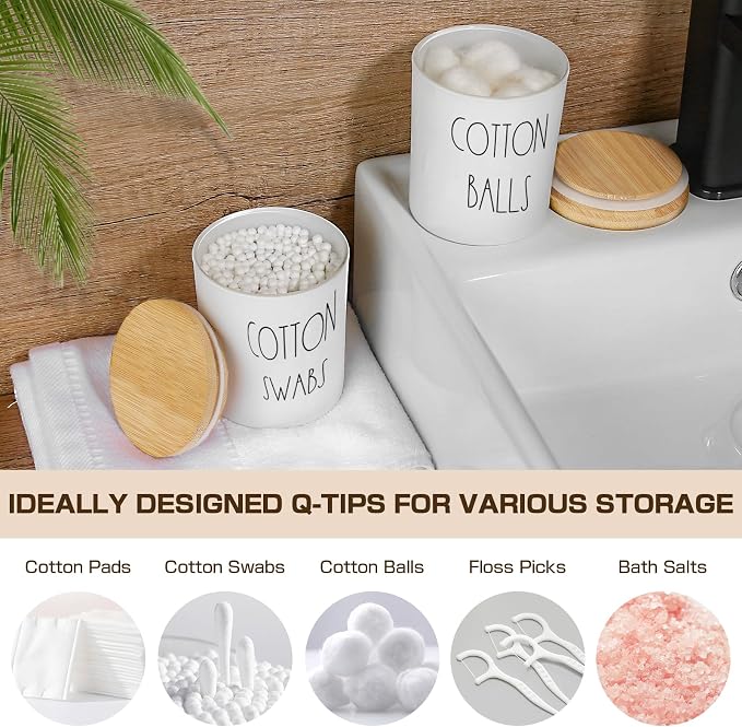 White Bathroom Accessories, Soap Dispenser and Toothbrush Holder Set, Qtip and - Image 4