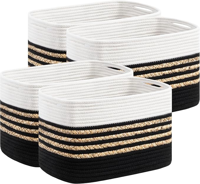 UBBCARE 4 Pack Baskets for Organizing, Woven Storage Baskets for Toys and Towel by UBBCARE