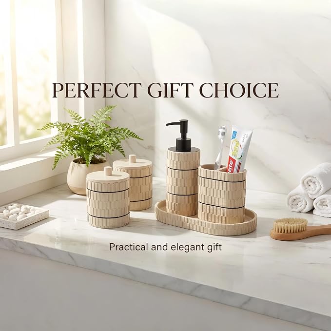 Bathroom Accessory Set, 6 Piece Bathroom Essentials Sets Accessories, Soap - Image 9