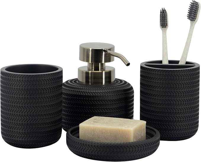 ZCCZ Black Bathroom Accessories Set 4 Pcs by zccz