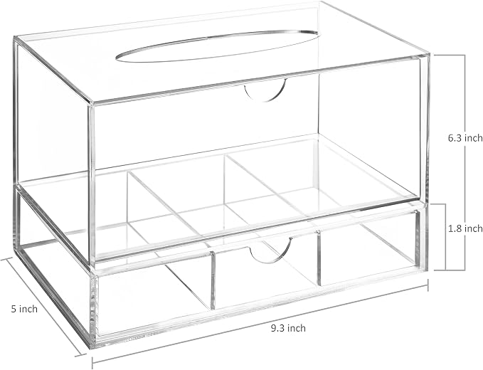 MyGift Modern Clear Acrylic Facial Tissue Dispenser Holder - Image 6