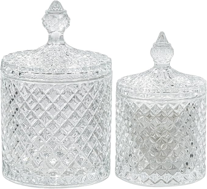 R FLORY 2 Pack Qtip Holder Glass Apothecary Jars by FLORY