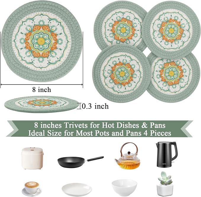 SHACOS Sage Green 8 Inches Trivets - Image 3