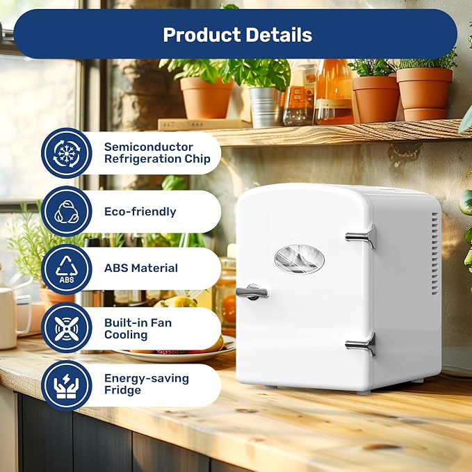 YSSOA 6L 8 Cans Compact Mini Fridge, Warmer and Cooler Portable Refrigerator - Image 3