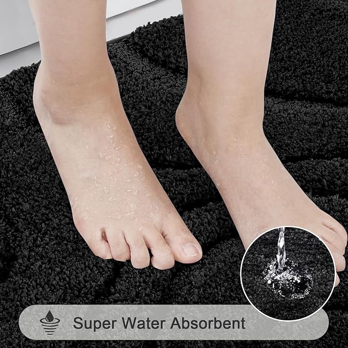 HEBE Bathroom Rugs Sets 5 Piece, Soft Absorbent Microfiber Bath Mat - Image 5