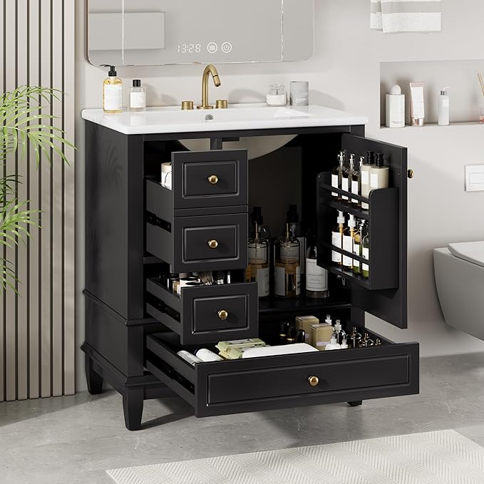 30" Bathroom Vanity with Sink, Harper & Bright Designs Free Standing Single by HarperBrightDesigns