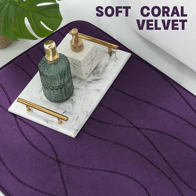 YIHOUSE Memory Foam Purple Bathroom Rug Sets 3 Piece, Ultra Absorbent Bath Mat - Image 7