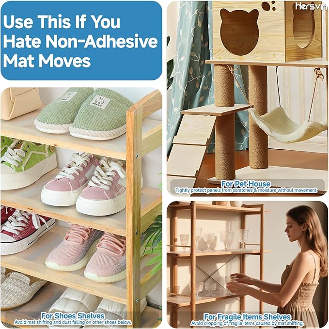 Hersvin Shelf Liners 10 in x 20 ft Self-Adhesive EVA Drawer Mats, Cupboard - Image 6