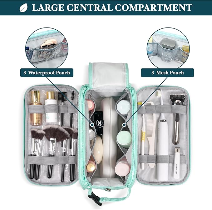 PAVILIA Toiletry Bag for Men Women, Mens Travel Bag Toiletries Organizer Case - Image 6