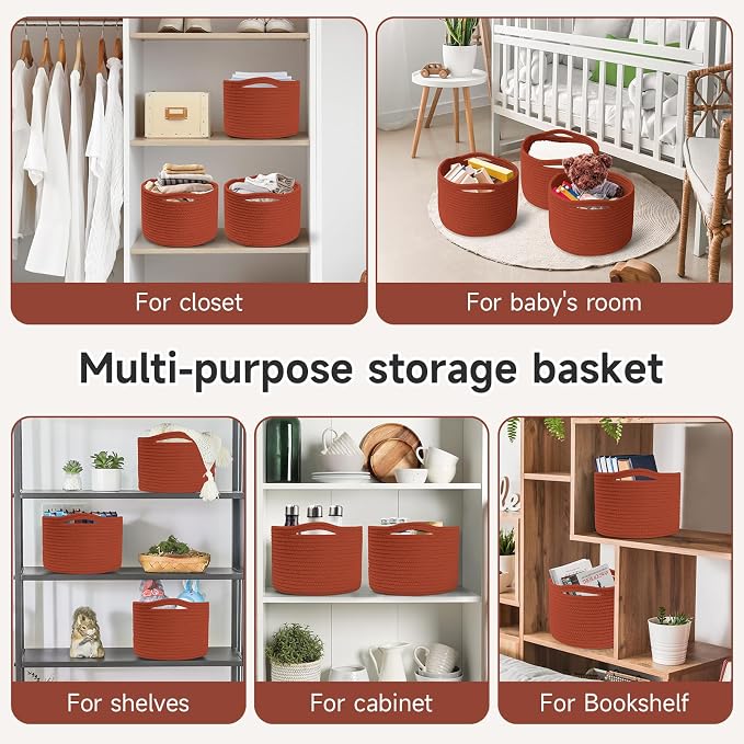 Small Rope Baskets for Storage, Baskets for Gifts Empty, Cute Round Woven Basket - Image 4