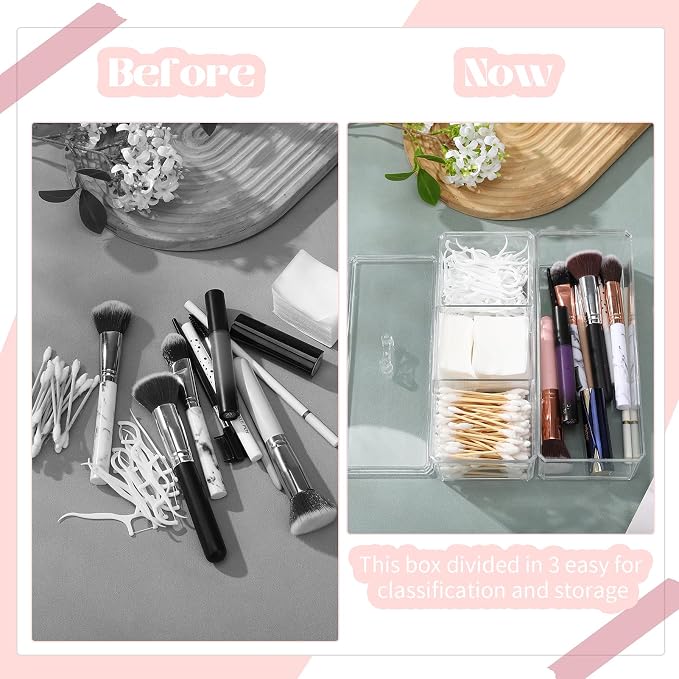 2 Layer Qtip Holder Transparent 3 Compartments Cotton Ball and Swab Holder - Image 3