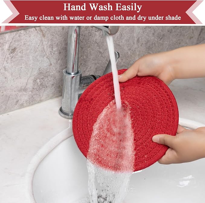 SHACOS 8 Inches Trivets for Hot Dishes, 4 Pieces Cotton Trivets Mats for Kitchen - Image 6