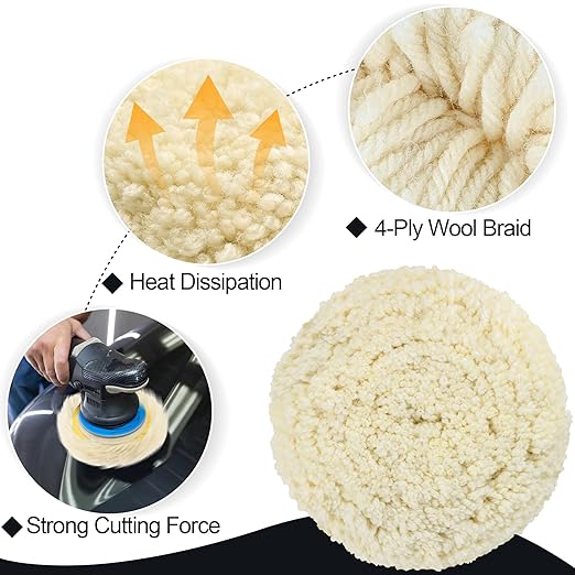 12 PCS Wool Buffing Polishing Pads 7 Inch, Natural Wool Cutting Pads - Image 3