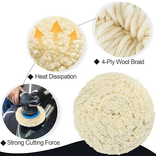 3 PCS Wool Buffing Polishing Pads 7 Inch, Natural Wool Cutting Pads - Image 3