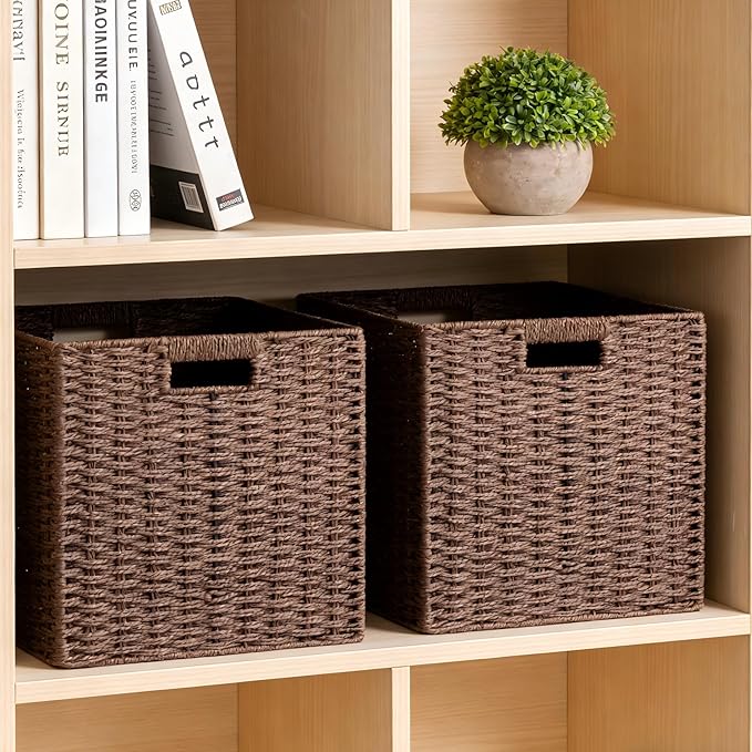 UBBCARE 3 Pack Wicker Basket, 11L×11H×10.5W inch Woven Paper Rope Storage - Image 5