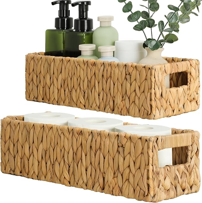 Nesting Small Wicker Basket, Water Hyacinth Toilet Paper Baskets Bathroom by GraciadecoStorage