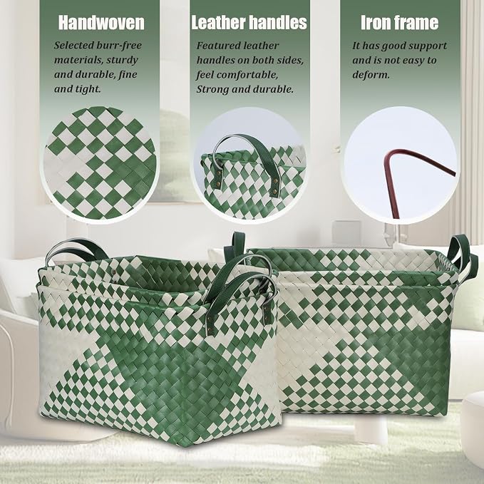BROWNLILY Handwoven Clothes Basket Laundry Hampers Large Wicker Storage Baskets - Image 2