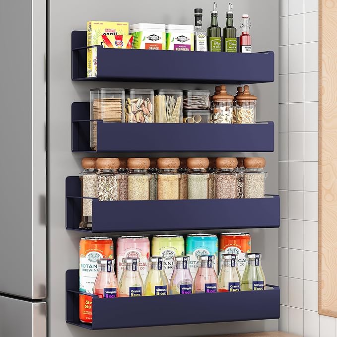 4 Pack Moveable Fridge Magnetic Spice Racks, Metal Purple by HOMESTORAGE