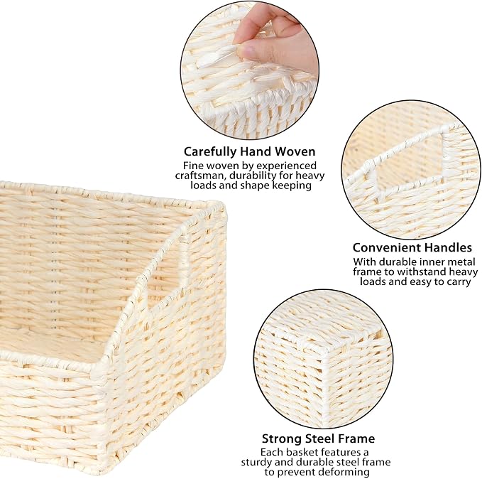 Ollieroo Rattan Storage Baskets, Handwoven Wicker Storage Bins - Image 3