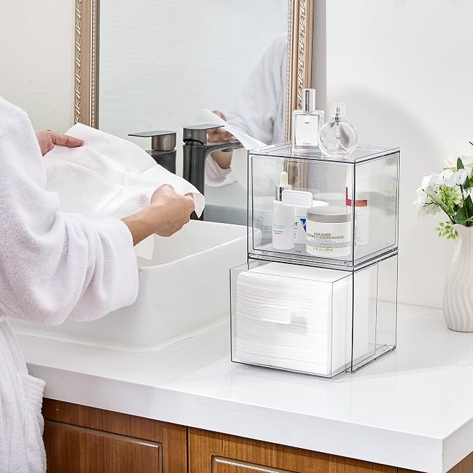 Vtopmart Disposable Facial Towels Holder, Acrylic Box Hold 50 Count, Stylish - Image 3