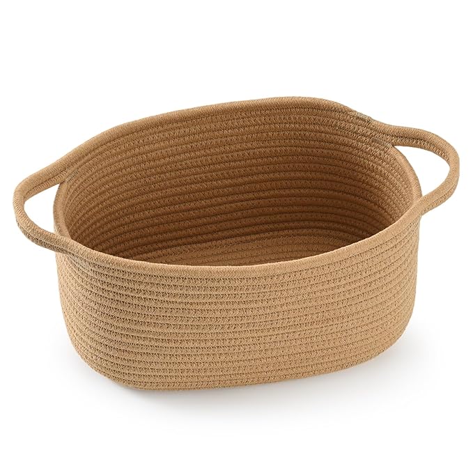 Cute Woven Gift Basket with Handle – Brown Storage Basket Empty, Gift Baskets by Unknown