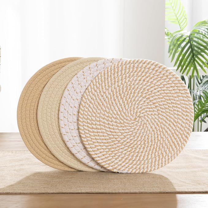 SHACOS 10 Inches Trivets for Hot Dishes, 4 Pieces Cotton Trivets Mats for - Image 7