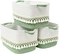 3 Pack Storage Basket for Shelves, Boho Cotton Rope Storage Bins by Degeyoyo