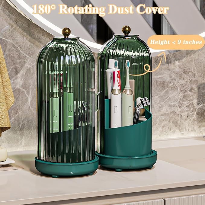 Toothbrush Holders with Cover, Drainage Rotating Electric Toothbrush Organizer - Image 4