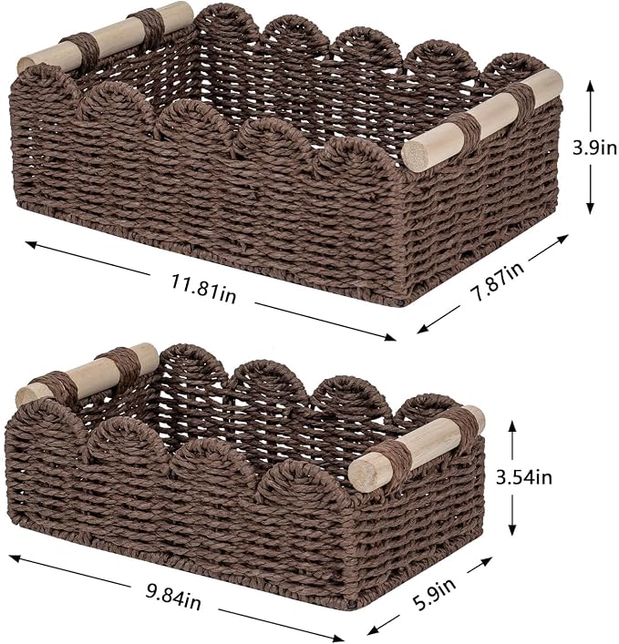 CubesLand Toilet Paper Storage Organizer Basket, Scalloped Decorative Baskets - Image 8