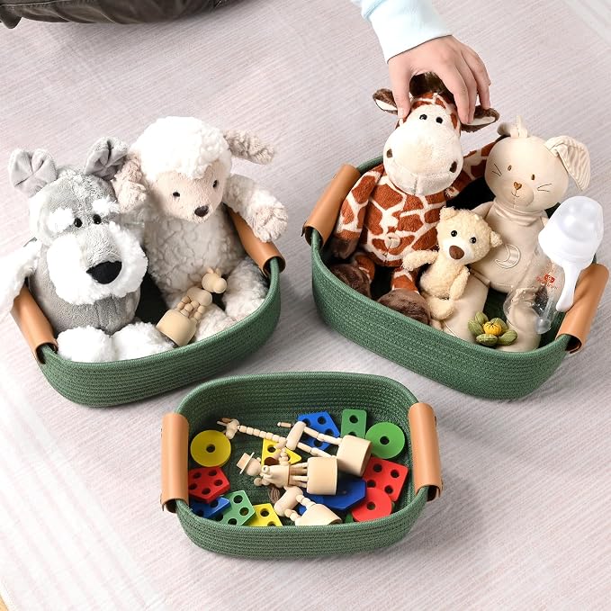 Storage Baskets for Organizing, Small Woven Basket Set of 6-4 Shelf Basket - Image 3